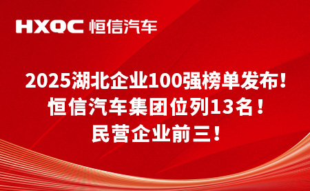 2025湖北企業100強榜單發布！恒信汽車集團位列13！民營企業前三！